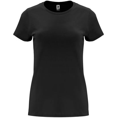 Roly Capri women's T-shirt in black, ready for logo printing or embroidery