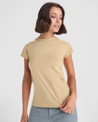 Roly Capri women's T-shirt in white, alternative view, ready for logo printing or embroidery