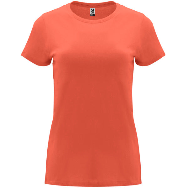 Roly Capri women's T-shirt in coral, ready for logo printing or embroidery