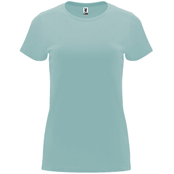 Roly Capri women's T-shirt in washed blue, ready for logo printing or embroidery