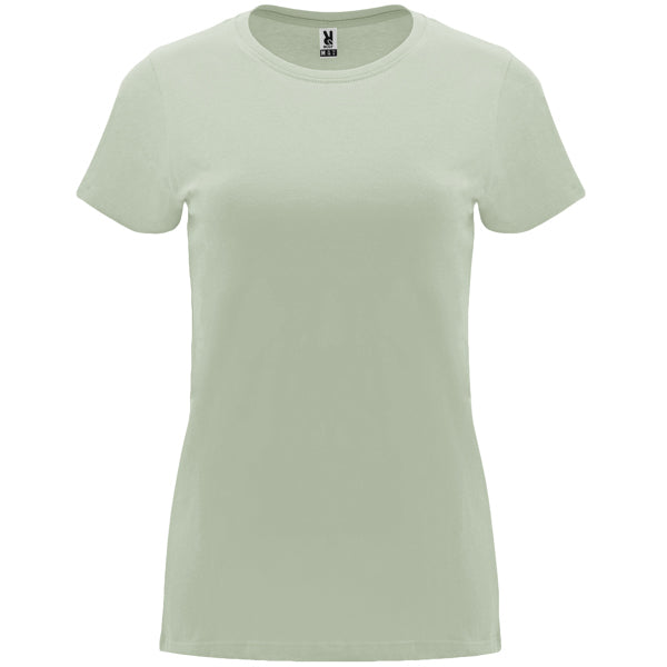 Roly Capri women's T-shirt in mist green, ready for logo printing or embroidery