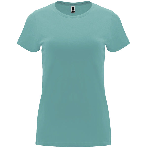 Roly Capri women's T-shirt in dusty blue, ready for logo printing or embroidery
