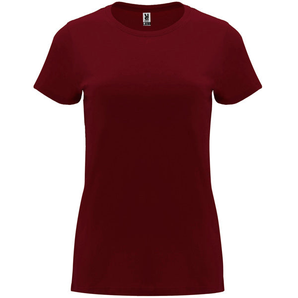 Roly Capri women's T-shirt in garnet, ready for logo printing or embroidery