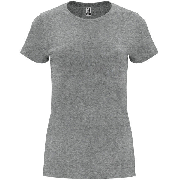 Roly Capri women's T-shirt in heather grey, ready for logo printing or embroidery
