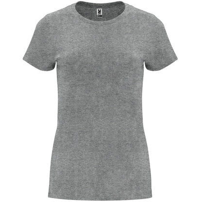 Roly Capri women's T-shirt in heather grey, ready for logo printing or embroidery