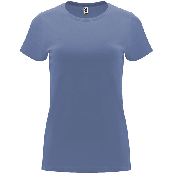 Roly Capri women's T-shirt in denim blue, ready for logo printing or embroidery