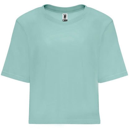 Roly Dominica women's T-shirt in washed blue, ready for logo printing or embroidery