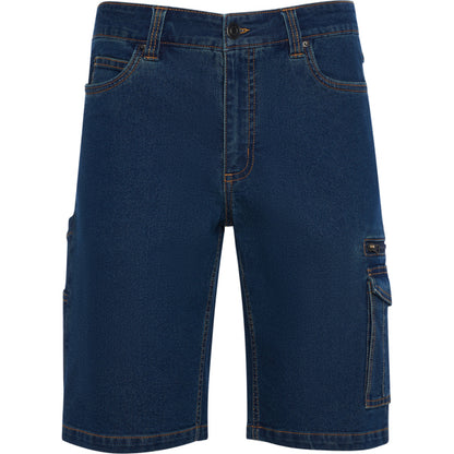 Roly WRK Nivus unisex shorts in blue jeans, ready for logo printing or embroidery