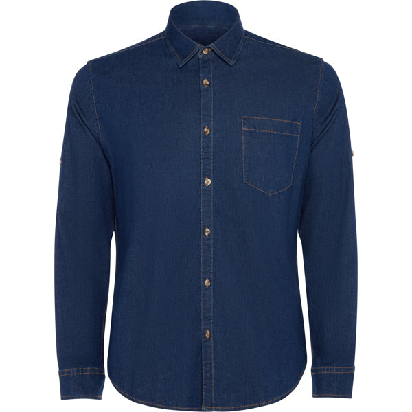 Roly WRK Lujan unisex shirt in blue jeans, ready for logo printing or embroidery