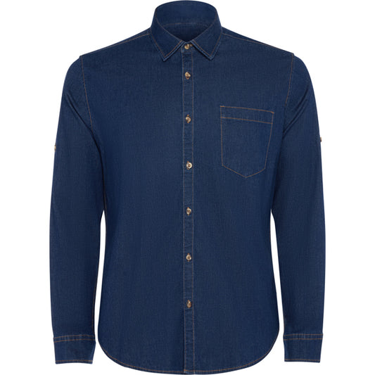 Roly WRK Lujan unisex shirt in blue jeans, ready for logo printing or embroidery