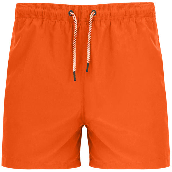 Roly Balos men's swim shorts in vermillion orange, ready for logo printing or embroidery