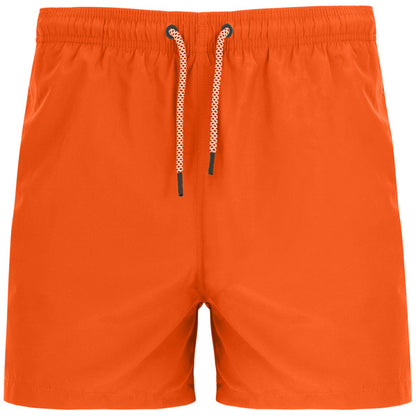 Roly Balos men's swim shorts in vermillion orange, ready for logo printing or embroidery