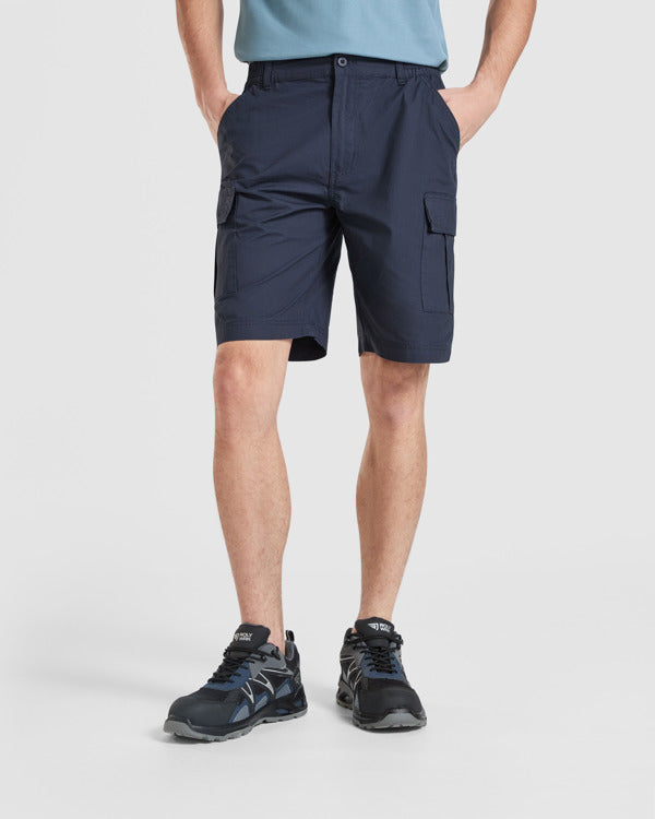 Roly WRK Amazonas men's shorts in navy blue, alternative view, ready for logo printing or embroidery