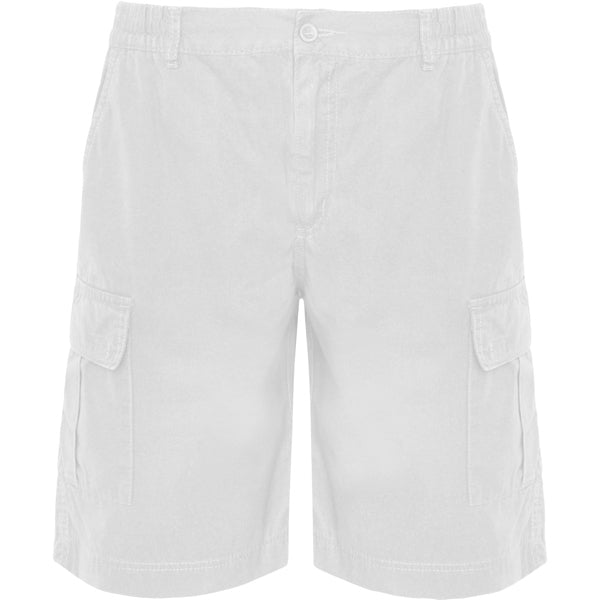 Roly WRK Armour men's Bermuda shorts in white, ready for logo printing or embroidery