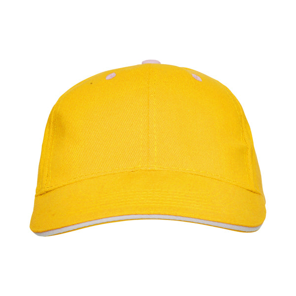 Stamina Panel cotton cap in yellow, ready for logo printing