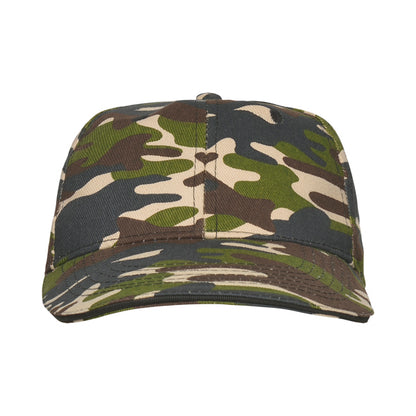 Stamina Panel cotton cap in forest camouflage, ready for logo printing