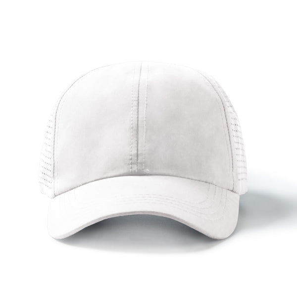 Stamina Karin RPET microfibre cap in white, ready for logo printing