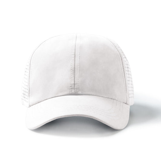 Stamina Karin RPET microfibre cap in white, ready for logo printing