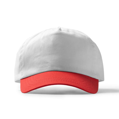 Stamina Freya cotton cap in white/red, ready for logo printing