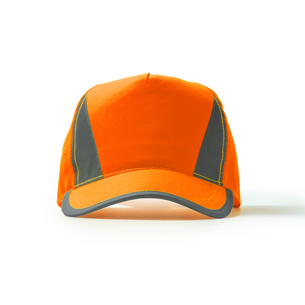 Stamina Balder 5-panel cap in fluor orange, ready for logo printing