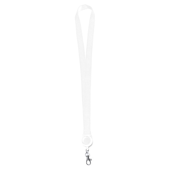 Stamina Sumba lanyard with retractable accessory in white, ready for logo printing
