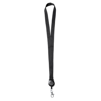 Stamina Sumba lanyard with retractable accessory in black, ready for logo printing