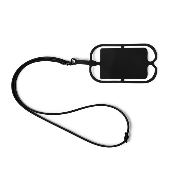 Stamina Dalvik silicone lanyard in black, ready for laser engraving