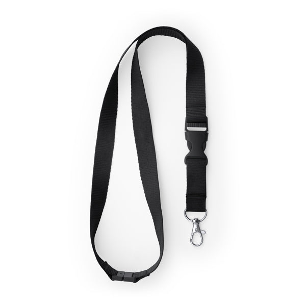 Stamina Guest polyester lanyard in black, ready for logo printing