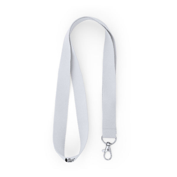 Stamina Ecohost RPET lanyard in white, ready for logo printing