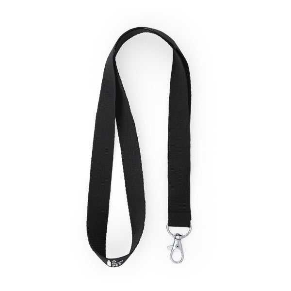Stamina Ecohost RPET lanyard in black, ready for logo printing