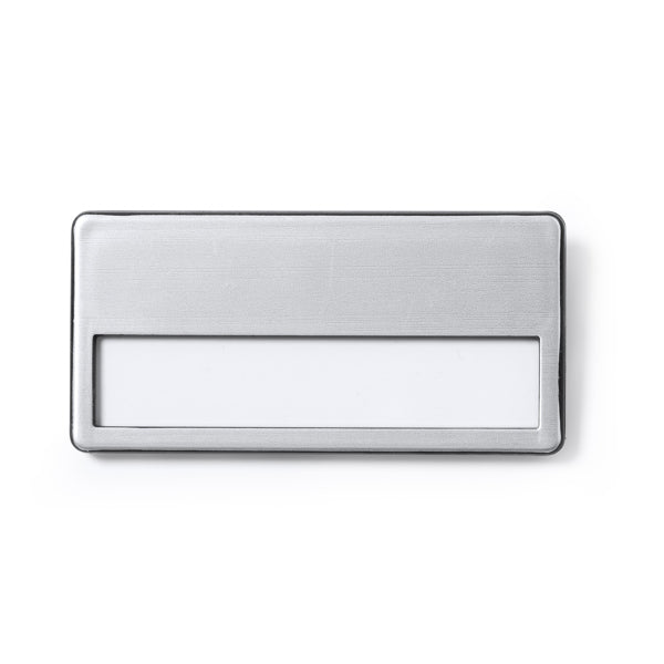 Stamina Ganda aluminium badge holder in silver, ready for laser engraving