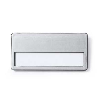 Stamina Ganda aluminium badge holder in silver, ready for laser engraving