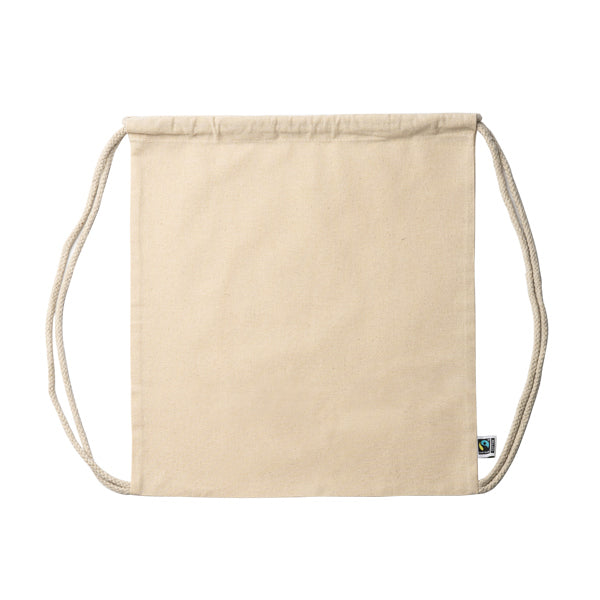 Stamina Barone fairtrade cotton drawstring bag in beige, ready for logo printing