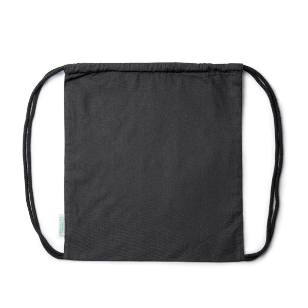 Stamina Brest organic cotton drawstring bag in black, ready for logo printing