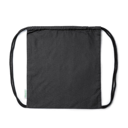 Stamina Brest organic cotton drawstring bag in black, ready for logo printing