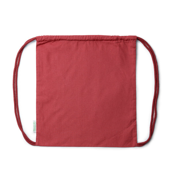 Stamina Brest organic cotton drawstring bag in chrysanthemum red, ready for logo printing