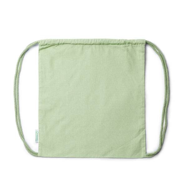 Stamina Brest organic cotton drawstring bag in mist green, ready for logo printing
