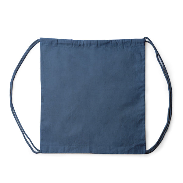 Stamina Naska hemp fabric drawstring bag in riviera blue, ready for logo printing