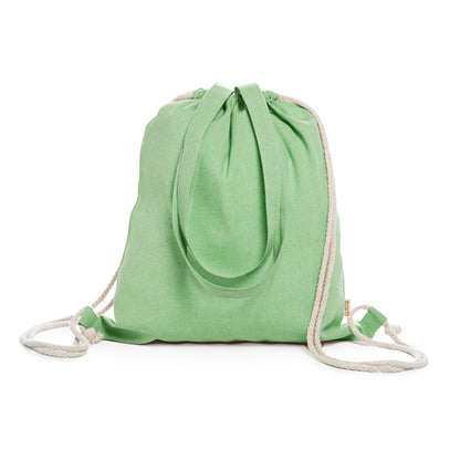 Stamina Varese polyester and recycled cotton drawstring bag in fern green, ready for logo printing