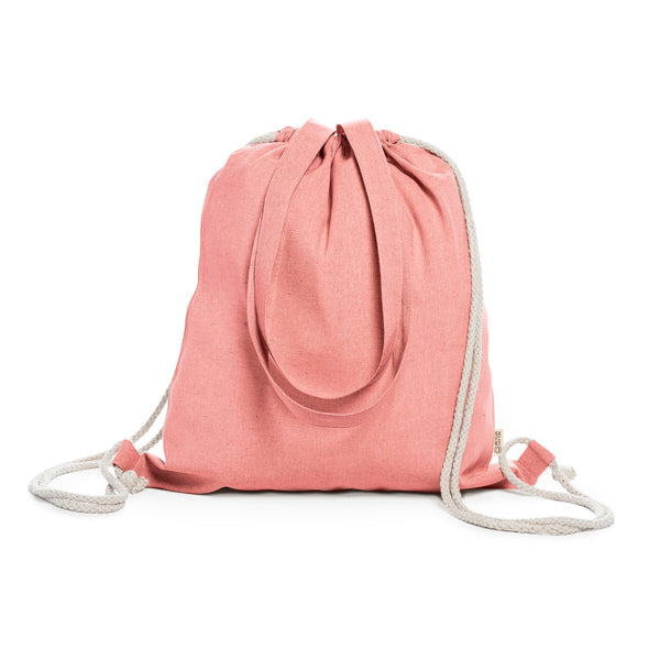 Stamina Varese polyester and recycled cotton drawstring bag in red, ready for logo printing