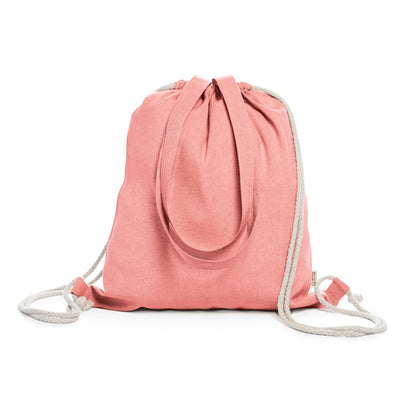 Stamina Varese polyester and recycled cotton drawstring bag in red, ready for logo printing