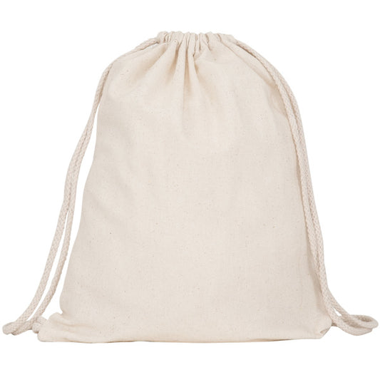 Stamina Mirlo all-purpose cotton drawstring bag in beige, ready for logo printing