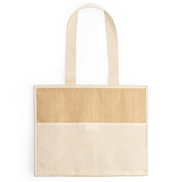 Stamina Venice jute and natural cotton cooler bag in beige, ready for logo printing