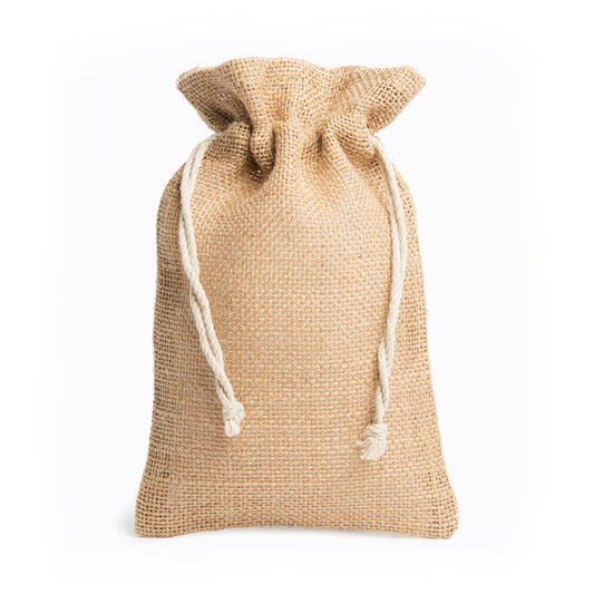 Stamina Flay jute drawstring bag in beige, ready for logo printing