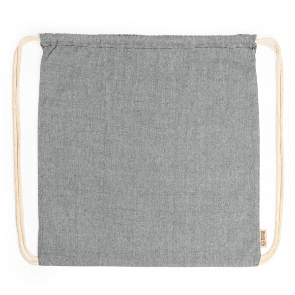 Stamina Brescia recycled cotton drawstring bag in black, ready for logo printing