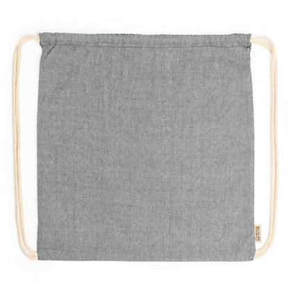 Stamina Brescia recycled cotton drawstring bag in black, ready for logo printing