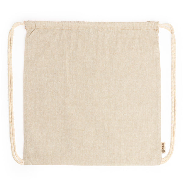 Stamina Brescia recycled cotton drawstring bag in beige, ready for logo printing