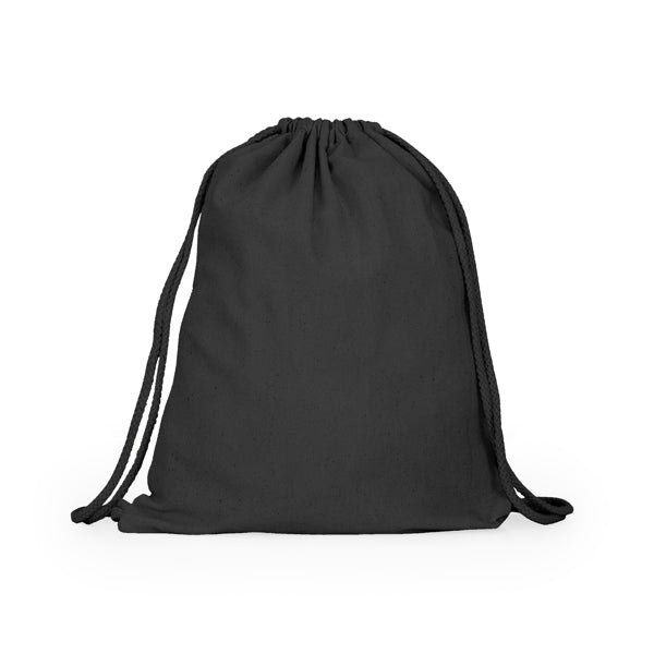 Stamina Adare cotton drawstring bag in black, ready for logo printing