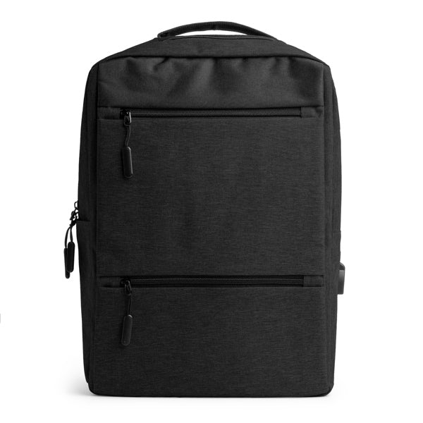 Stamina Narvik 300D polyester backpack in black, ready for logo printing