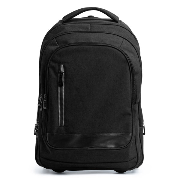Stamina Garnes 300D heathered polyester backpack in black, ready for logo printing